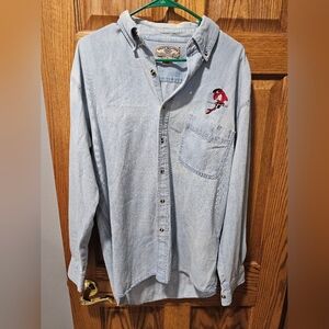 Wanted Denim Blue Casual Button Down Shirt